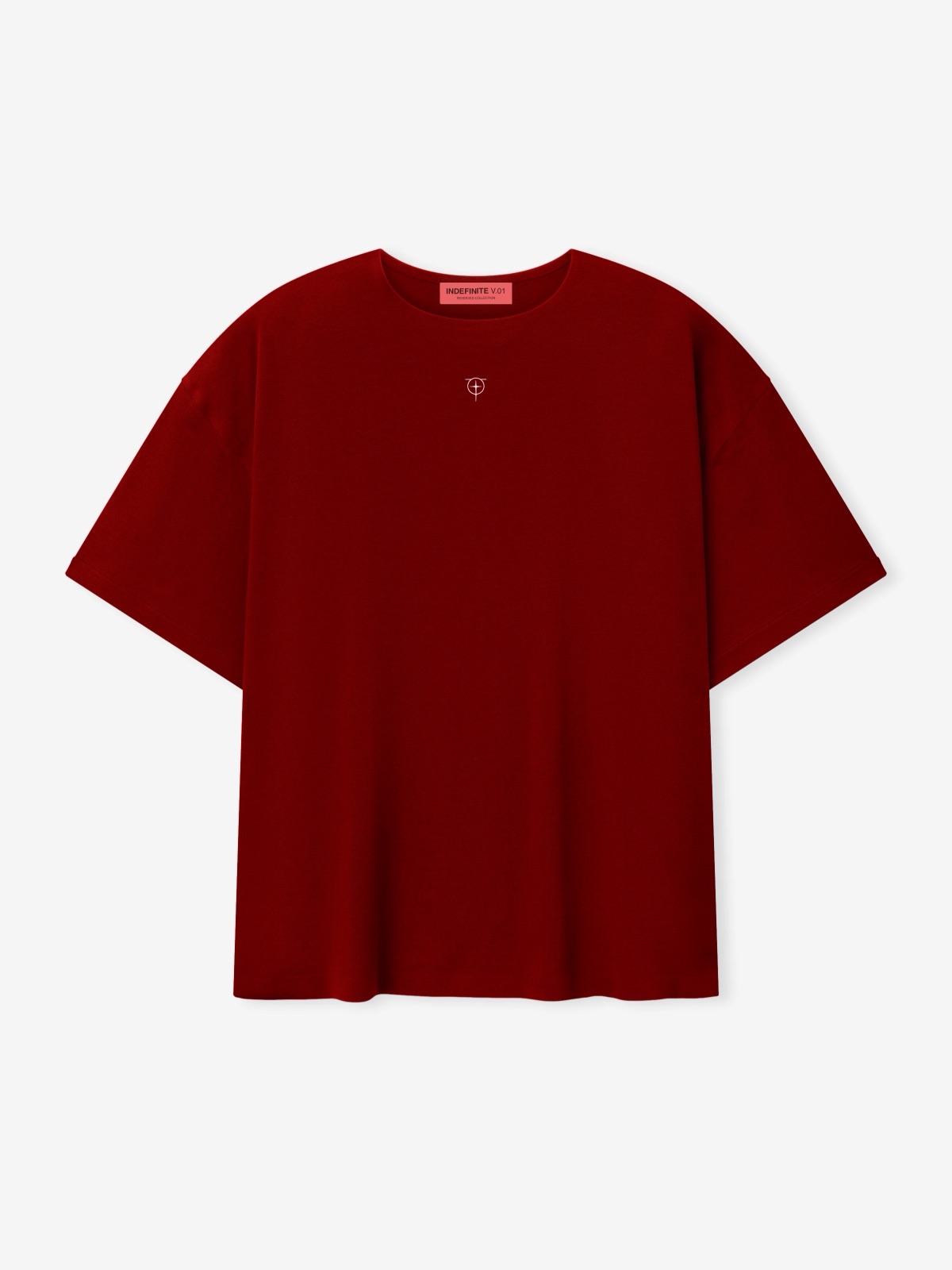 Indefinite Reserved Collection V.01 oversized tee — crimson red