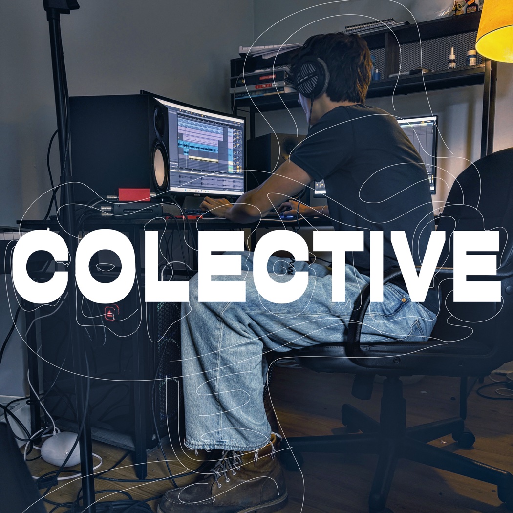 Colective — studio session cover with contour-line wordmark